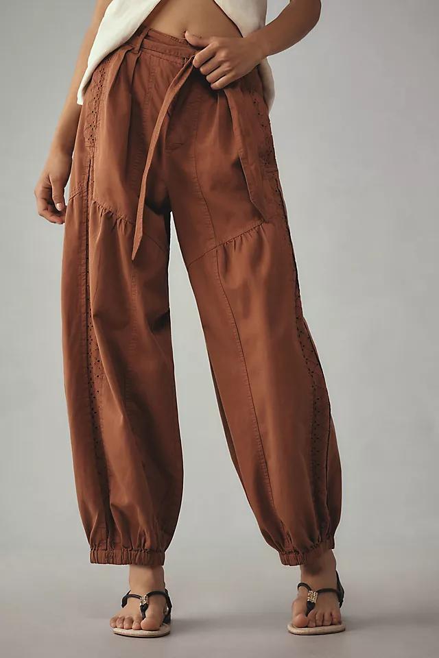 By Anthropologie Washed Eyelet Jogger Pants Product Image