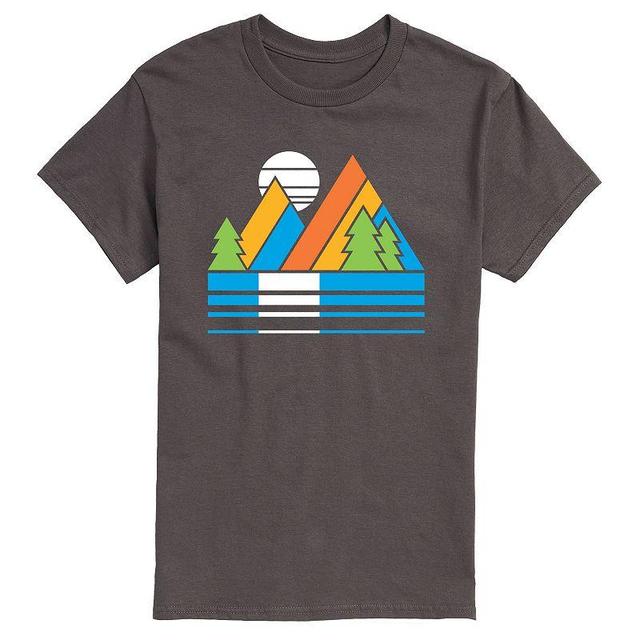 Mens Retro Mountains Sunset Graphic Tee Grey Product Image