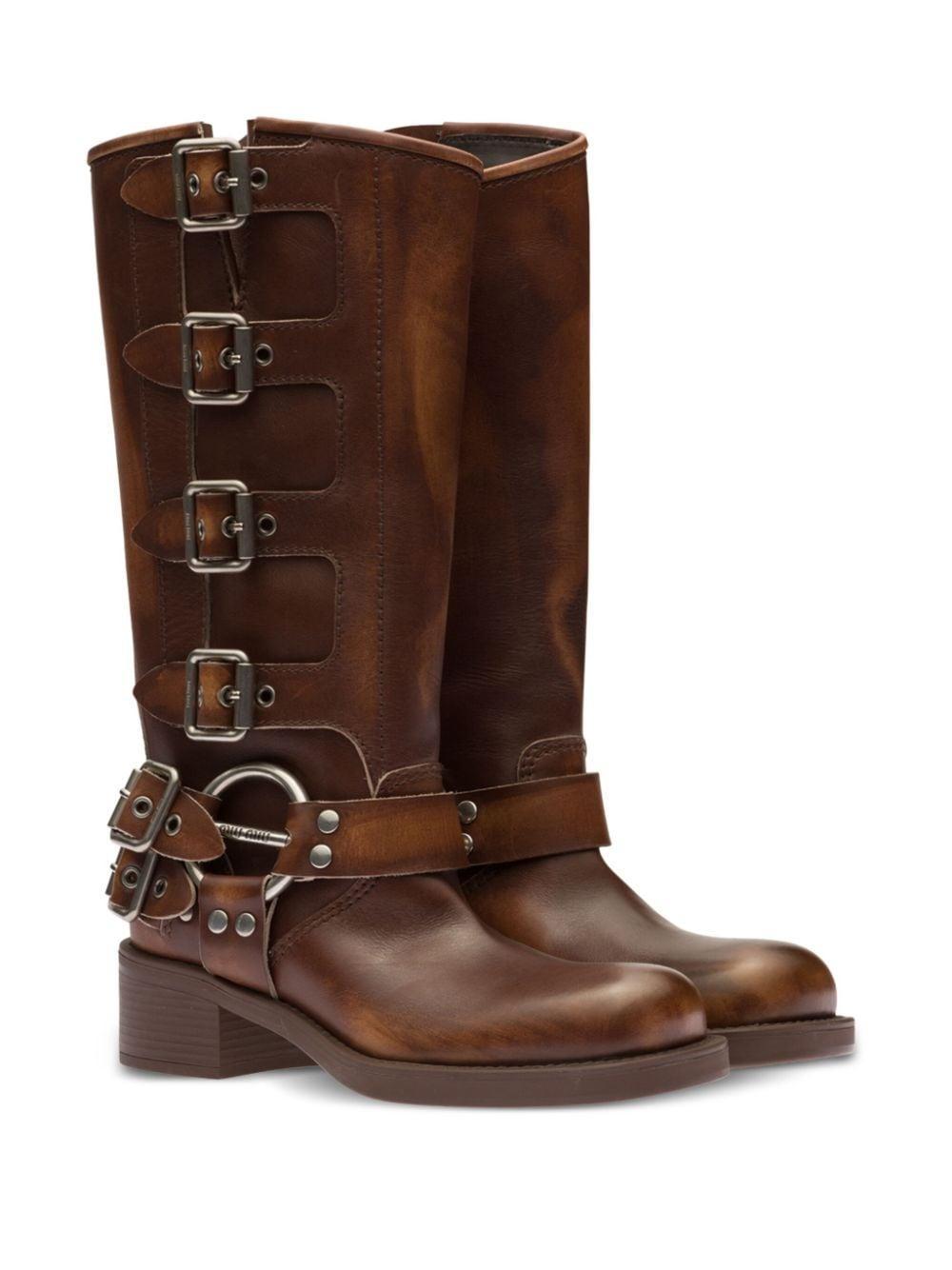 Buckle Detail Boots In Brown Product Image