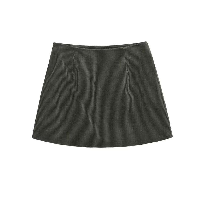 High Rise Plain Corduroy Mini Pencil Skirt Product Image