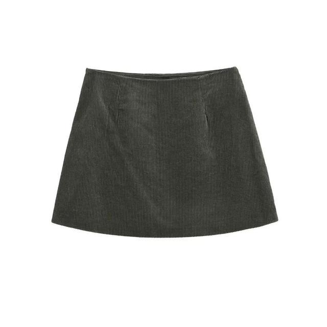 High Rise Plain Corduroy Mini Pencil Skirt Product Image