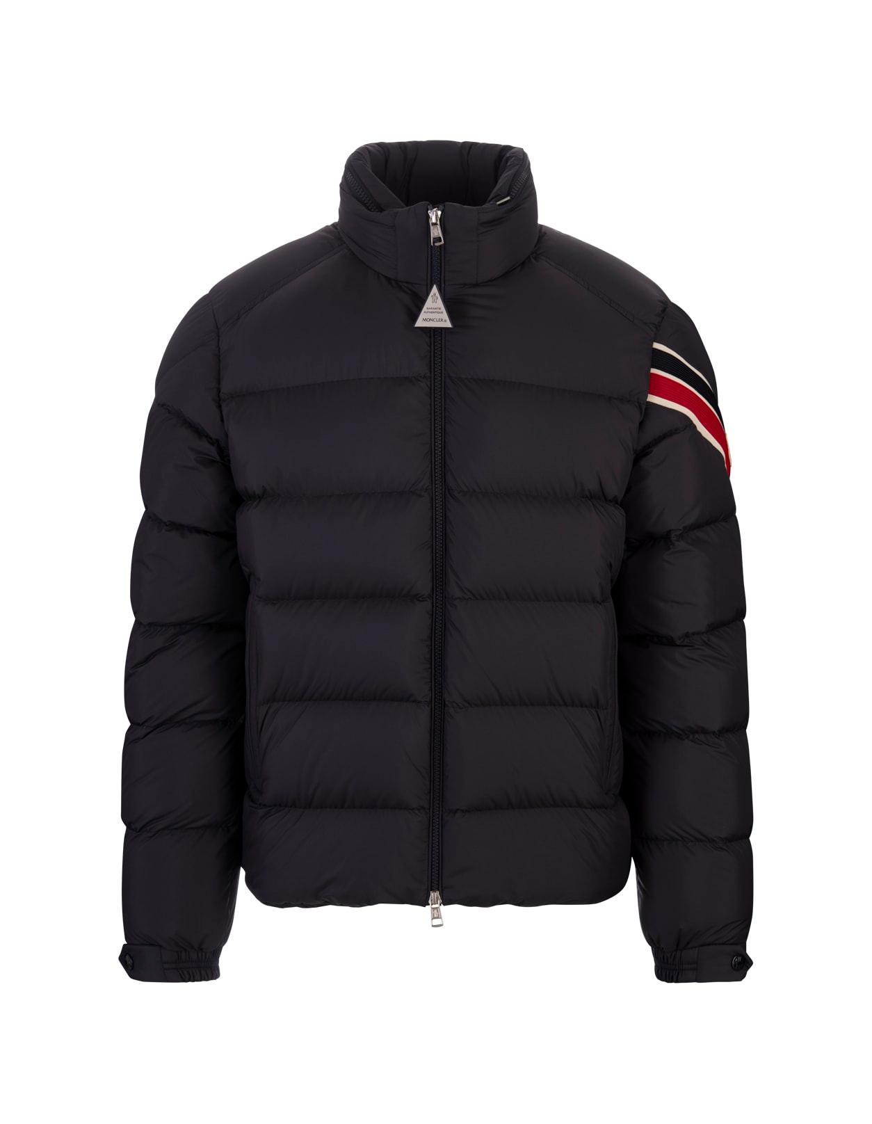 MONCLER Navy Blue Solayan Short Down Jacket Product Image