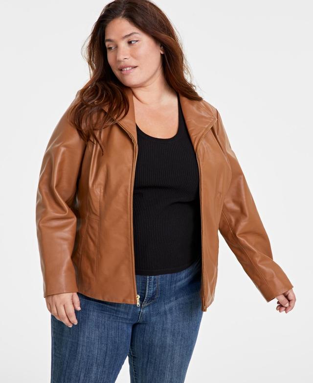 Cole Haan Womens Plus Size Leather Jacket Product Image