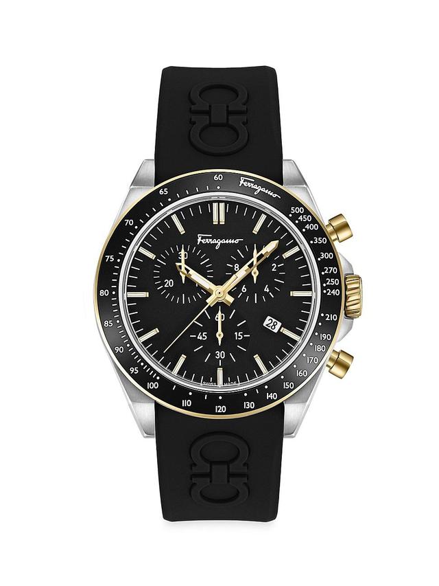 Mens Ferragamo Urban Chrono Goldtone Stainless Steel & Silicone Watch Product Image