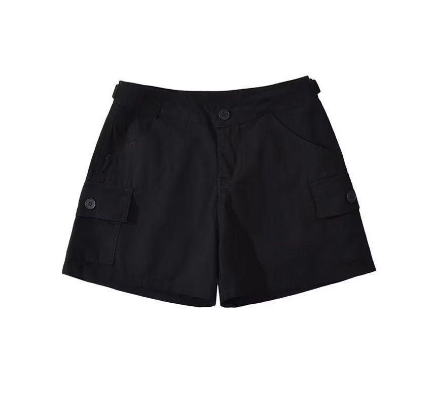 Mid Rise Plain Cargo Shorts Product Image