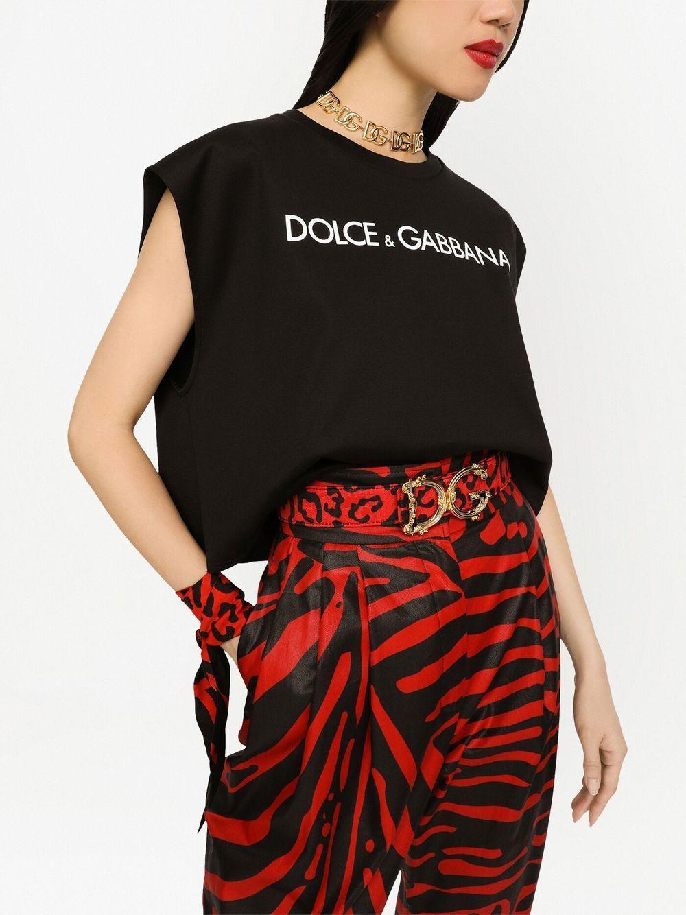 DOLCE & GABBANA Animal-print Wrist Scarf In Red Product Image