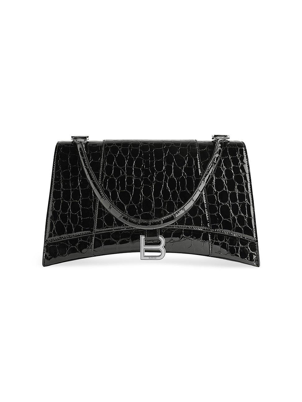 Womens Hourglass Hinge Medium Handbag Crocodile Embossed Product Image