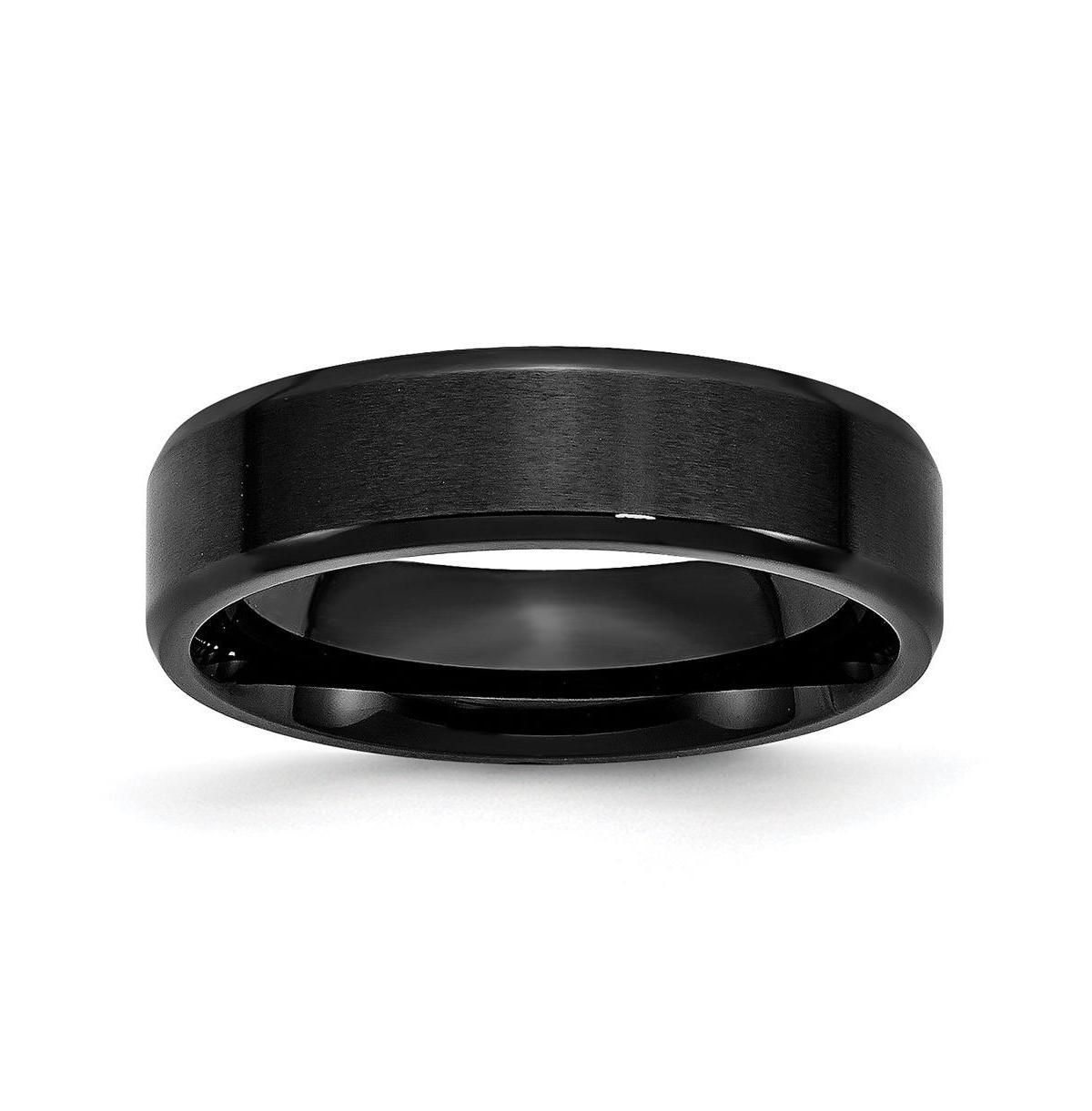 Chisel Stainless Steel Brushed Black Ip-plated 6mm Edge Band Ring Product Image