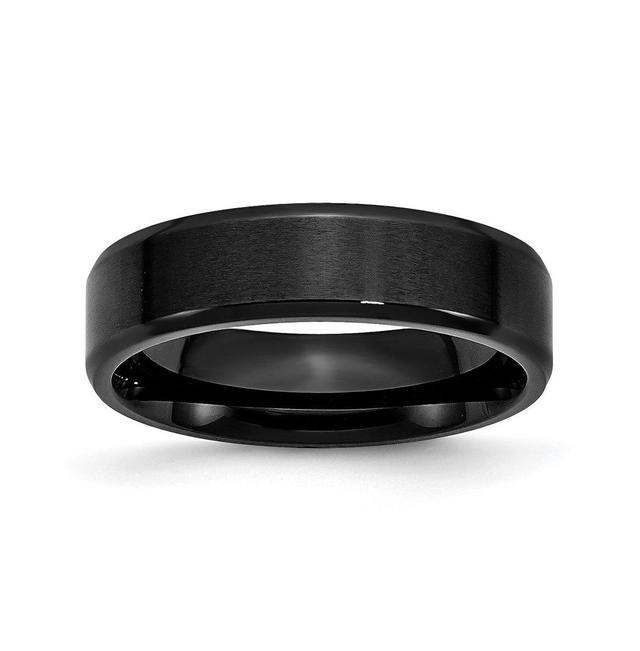 Chisel Stainless Steel Brushed Black Ip-plated 6mm Edge Band Ring Product Image