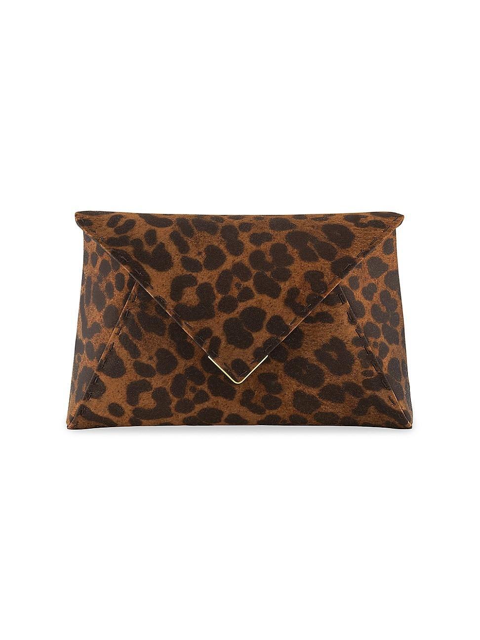 Womens Lee Pouchet Small Leopard Satin with Gold Hardware Product Image