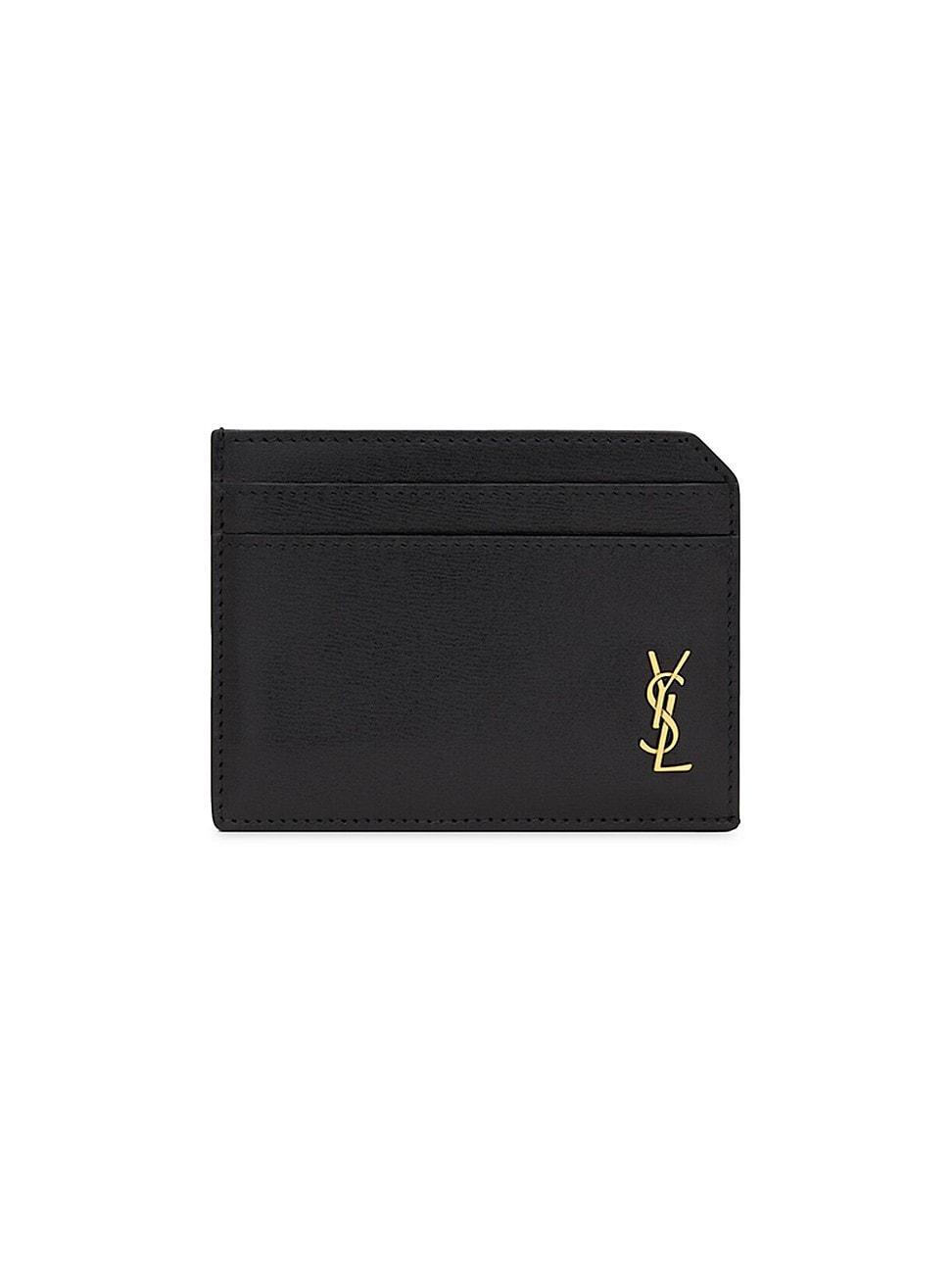 Mens Tiny Cassandre Open Card Case in Shiny Leather Product Image