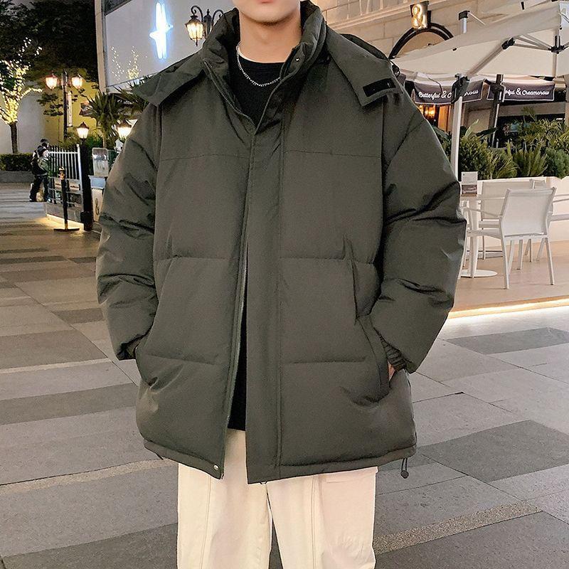 Hooded Stand Collar Two Tone Puffer Jacket Product Image