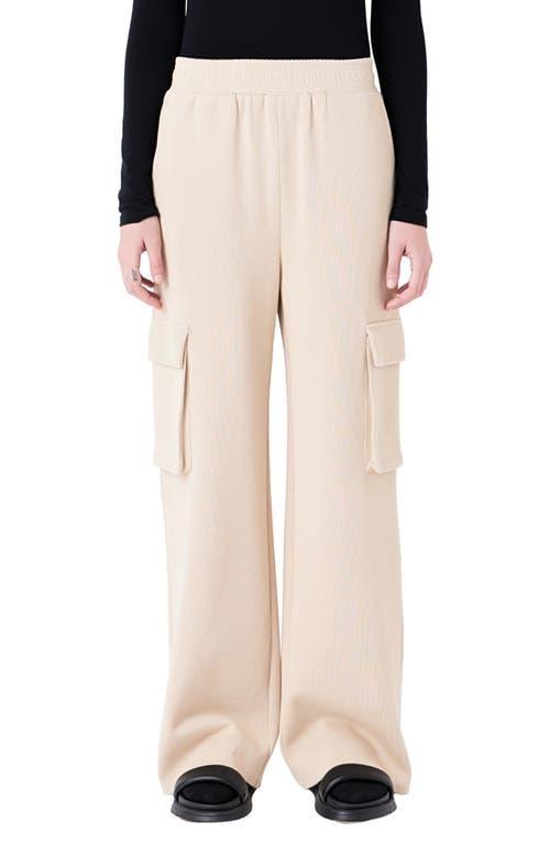 Grey Lab Stretch Cotton Knit Wide Leg Pants Product Image