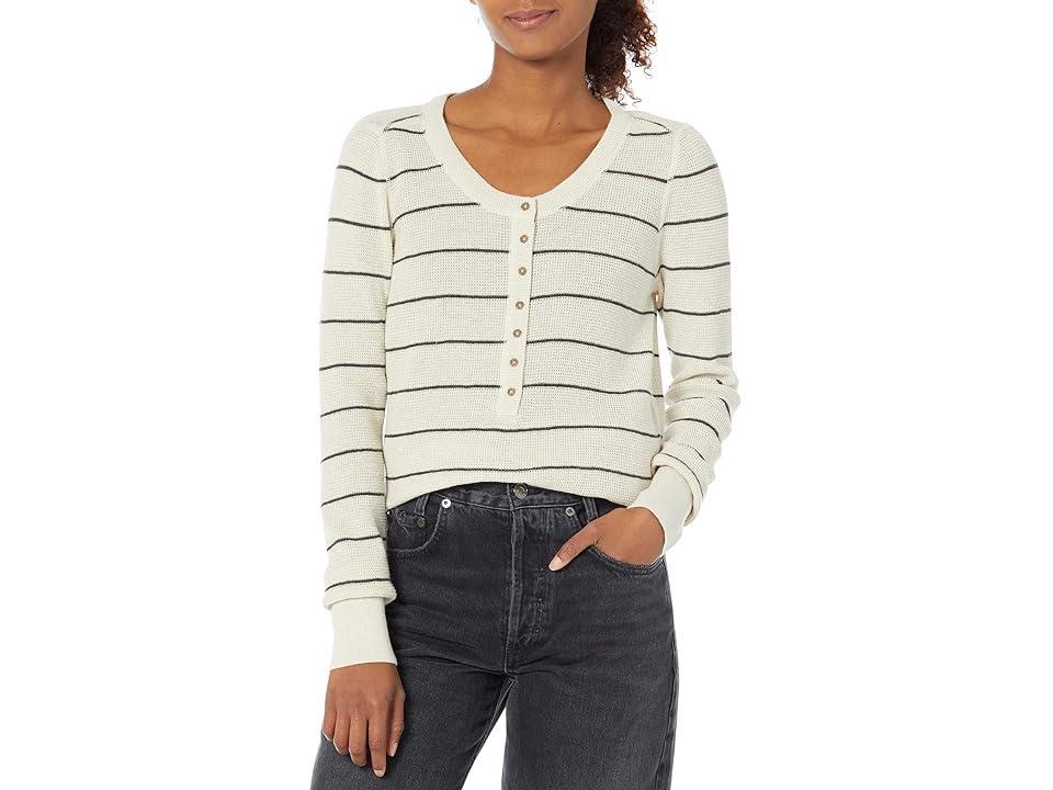 Prana Milani Henley (Oatmeal Stripe) Women's Clothing Product Image