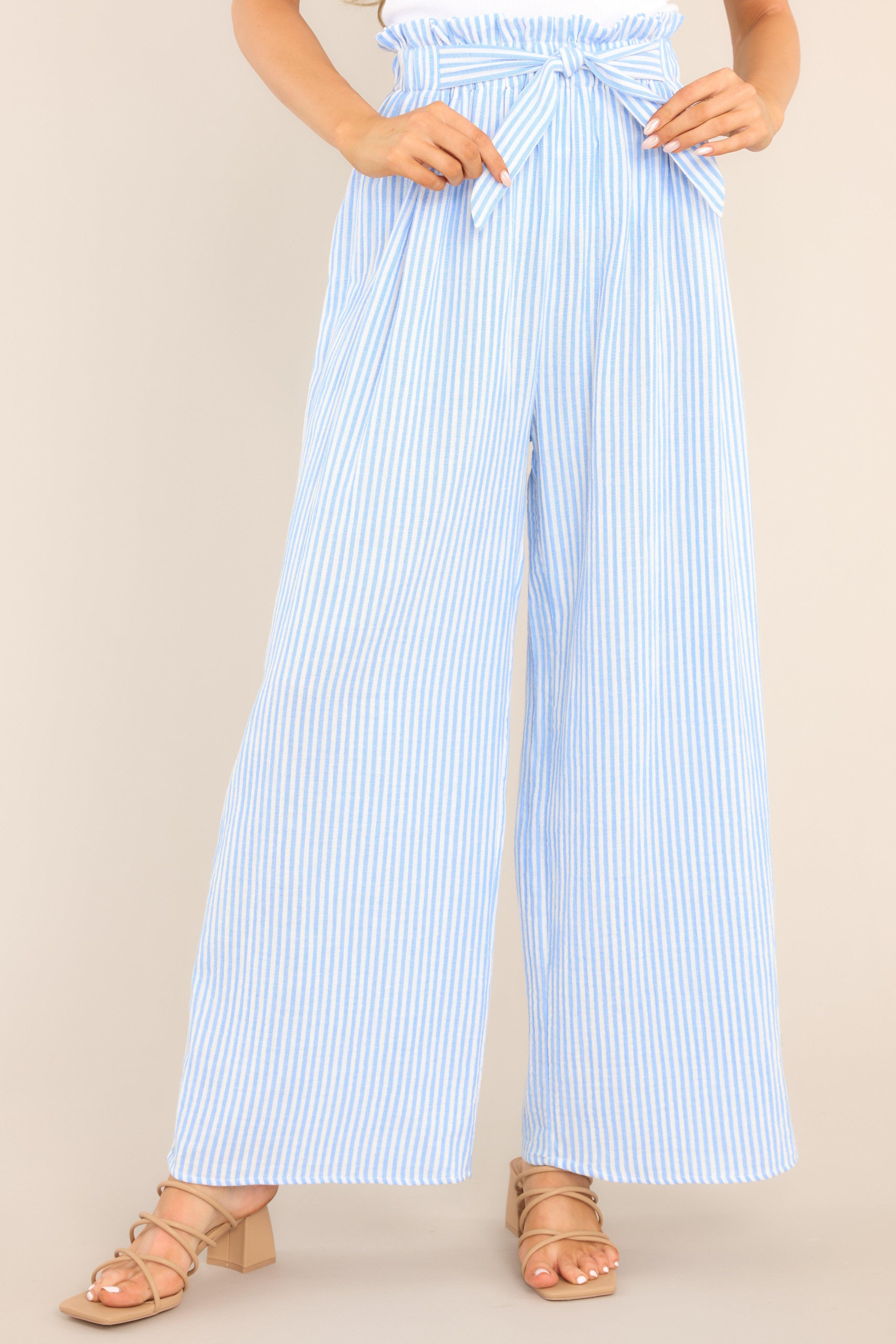 Don’t Call it a Comeback Blue & White Striped Pants Product Image