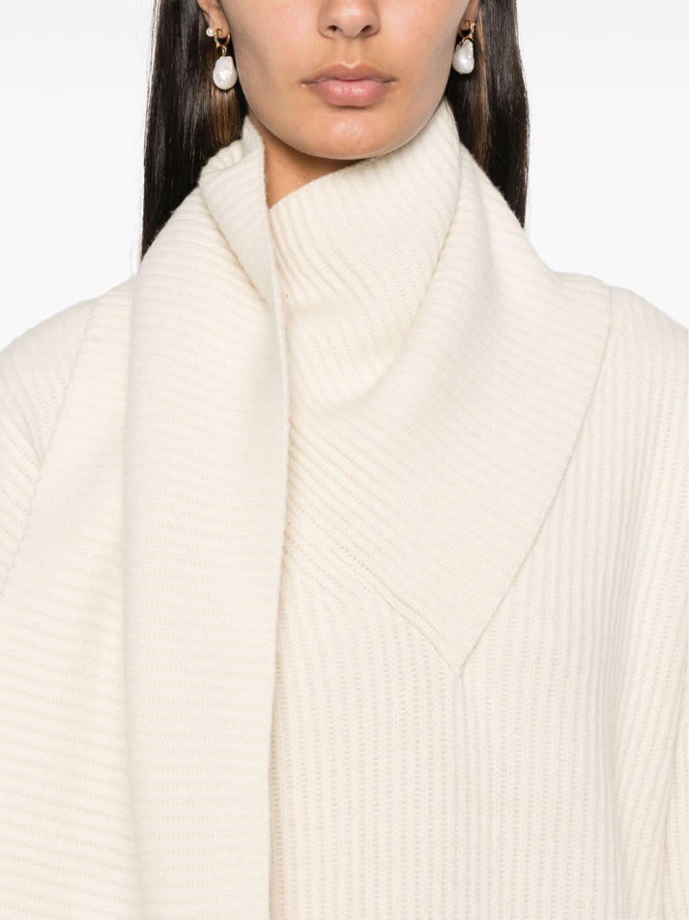 TOTÊME Attached-scarf Sweater In White Product Image