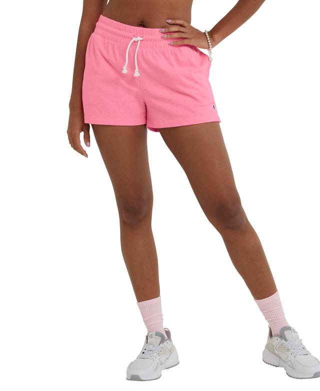 Womens Champion T-Shirt Shorts, C Logo, 3 Pale Blush Pink M Product Image