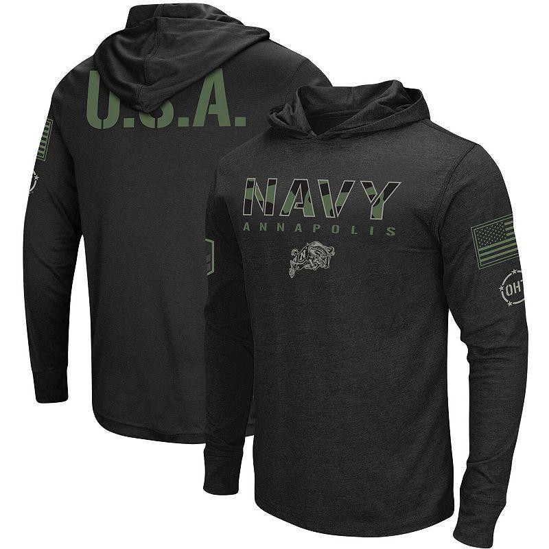 Mens Colosseum Black Navy Midshipmen OHT Military Appreciation Hoodie Long Sleeve T-Shirt Product Image