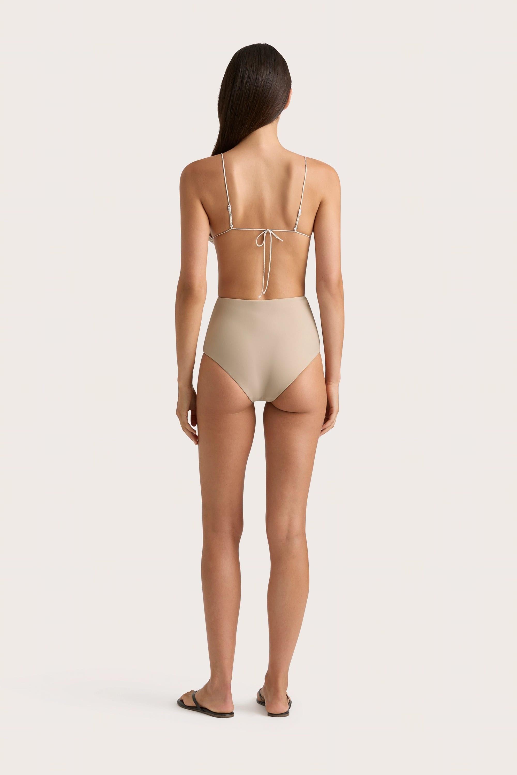 Jean Swim Top Futura Stripe Taupe Product Image