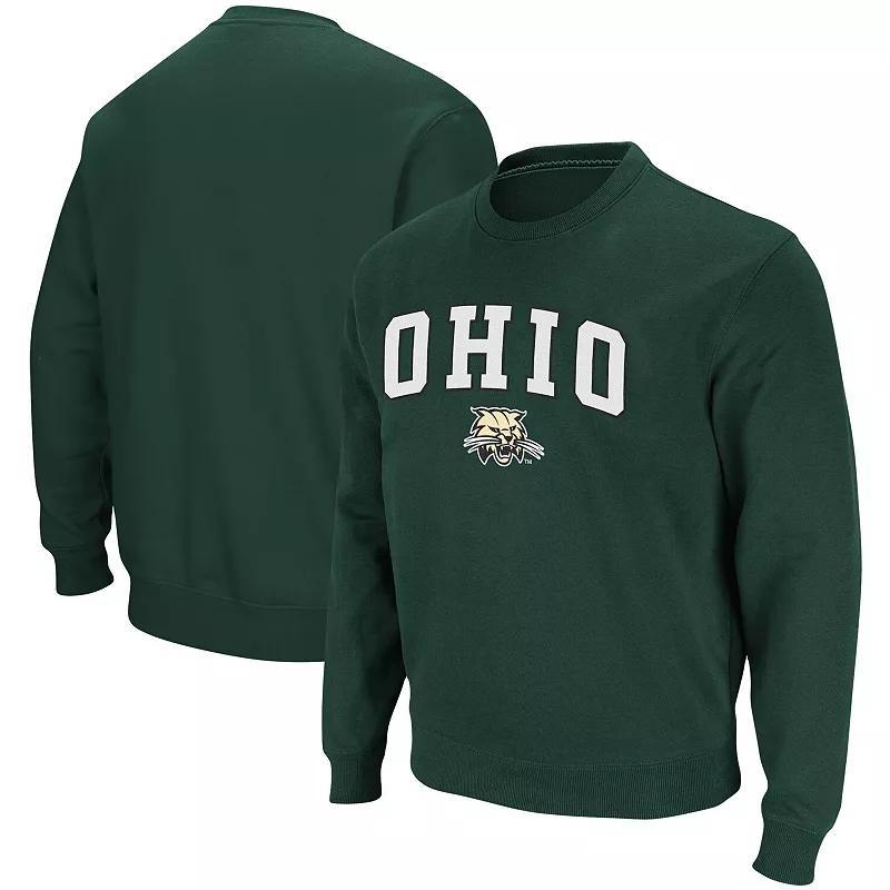 Mens Colosseum Green Ohio Bobcats Arch & Logo Tackle Twill Pullover Sweatshirt Product Image