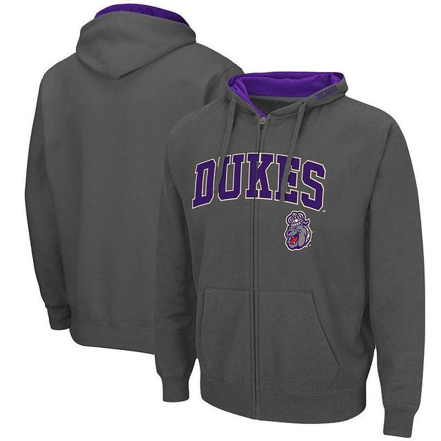 Mens Colosseum Charcoal James Madison Dukes Arch & Logo 3.0 Full-Zip Hoodie Product Image