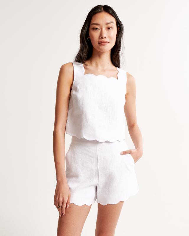 Premium Linen Scallop-Hem Tailored Short Product Image