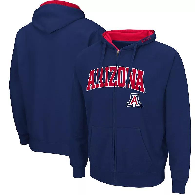 Mens Colosseum Arizona Wildcats Arch & Logo 3.0 Full-Zip Hoodie Blue Product Image