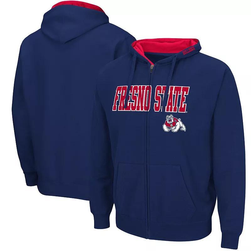 Mens Colosseum Navy Fresno State Bulldogs Arch & Logo 3.0 Full-Zip Hoodie Product Image