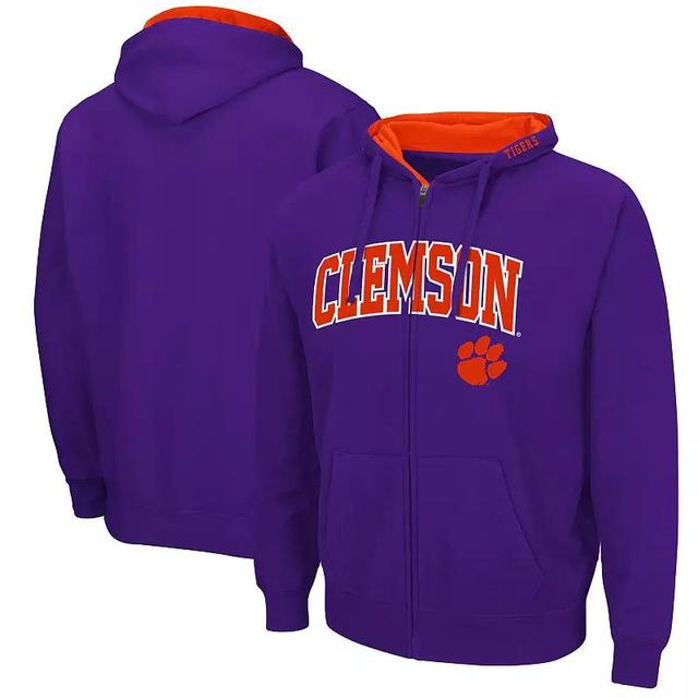 Mens Colosseum Purple Clemson Tigers Arch & Logo 3.0 Full-Zip Hoodie Product Image