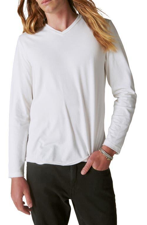 Lucky Brand Venice Burnout V-Neck Long Sleeve Cotton Blend T-Shirt Product Image