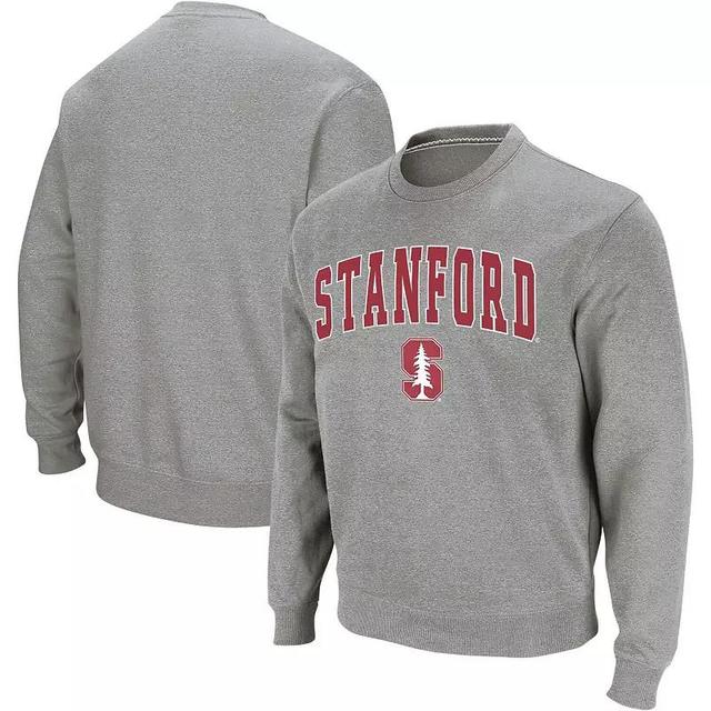 Mens Colosseum Heather Gray Stanford Cardinal Arch & Logo Crew Neck Sweatshirt Product Image