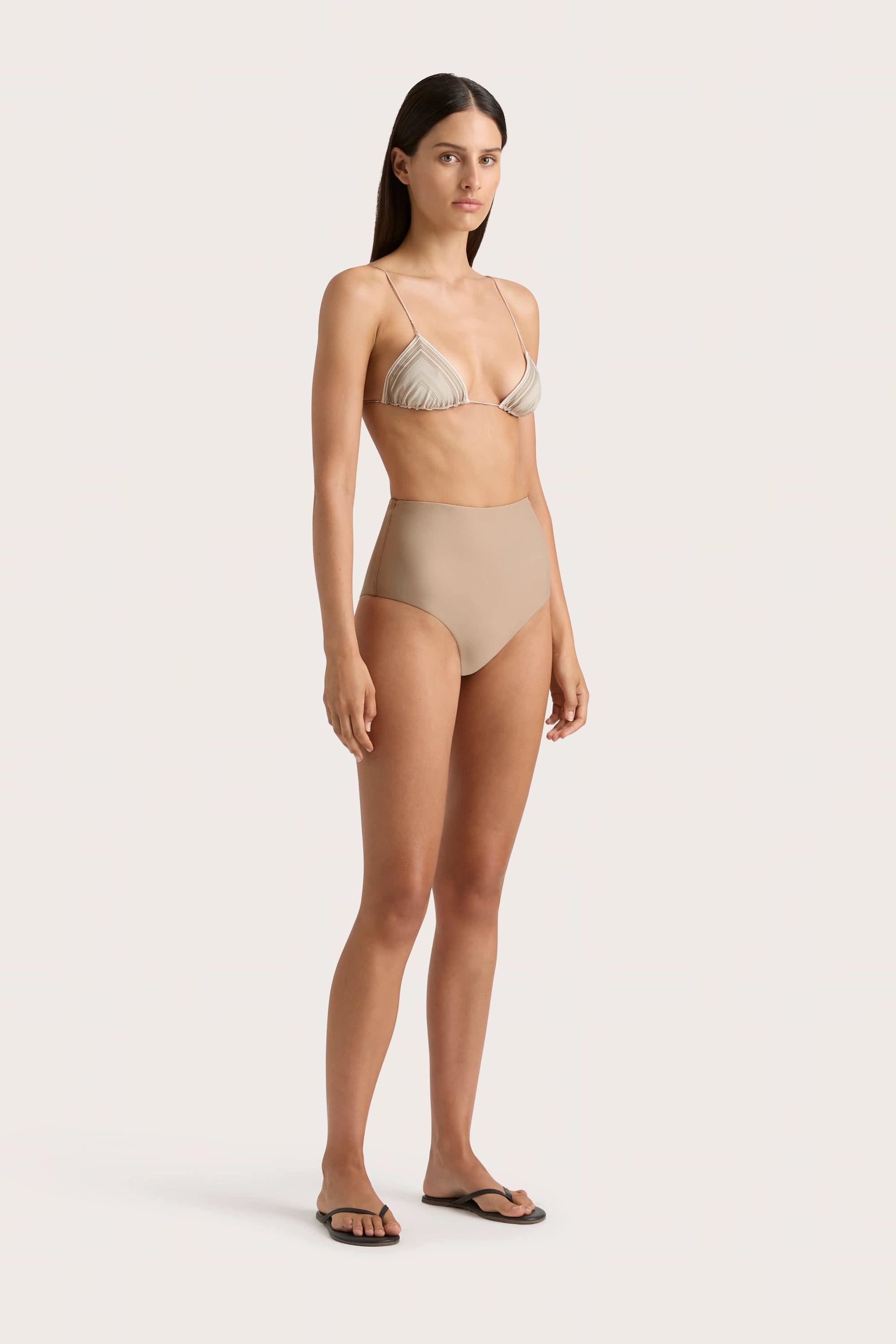 Jean Swim Top Futura Stripe Taupe Product Image