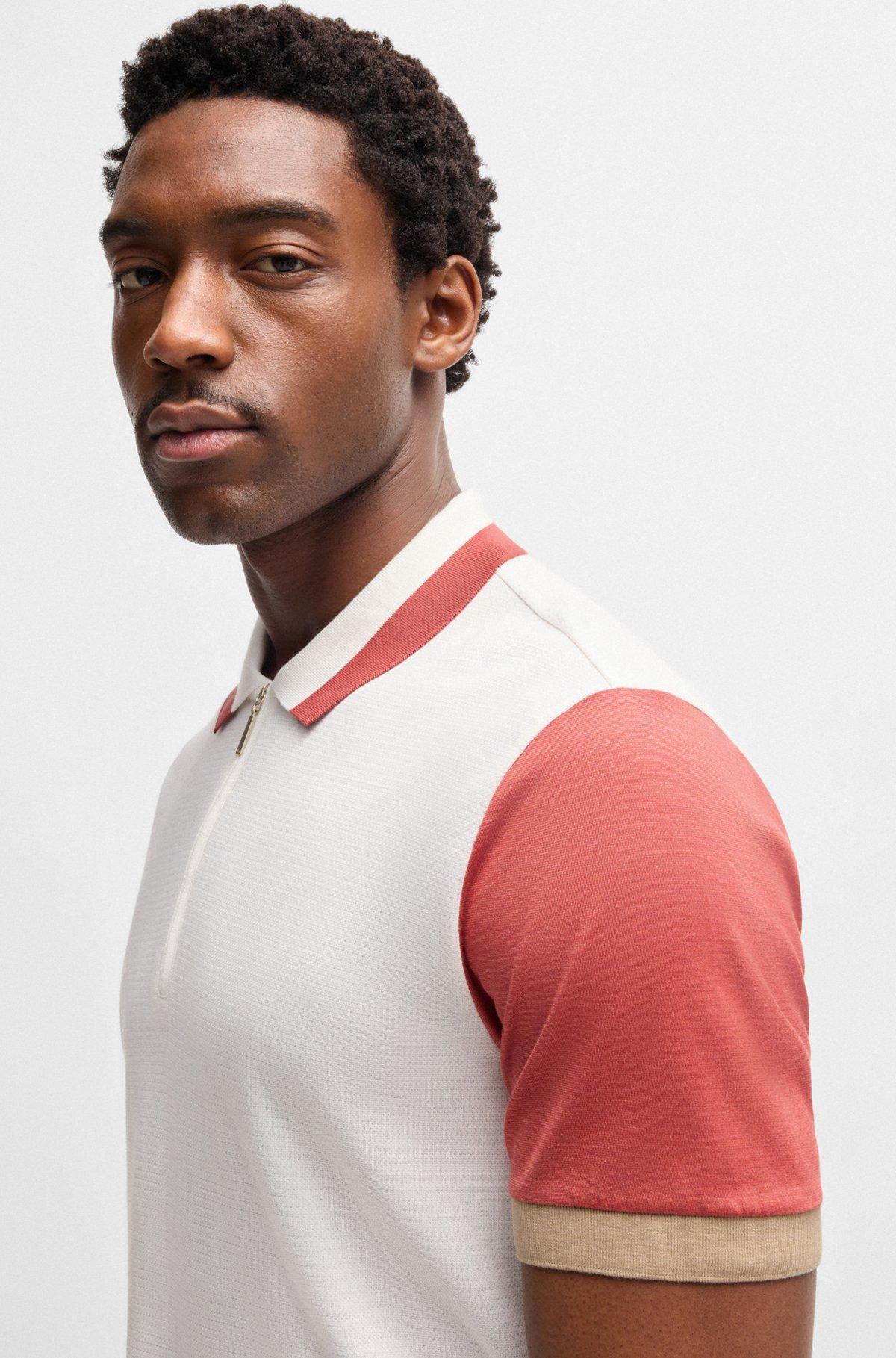 Cotton-silk polo shirt with contrast details Product Image