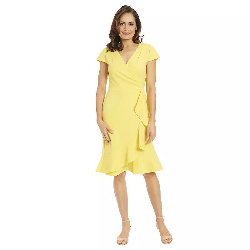 Womens London Times Cascade Ruffle Faux-Wrap Dress Product Image