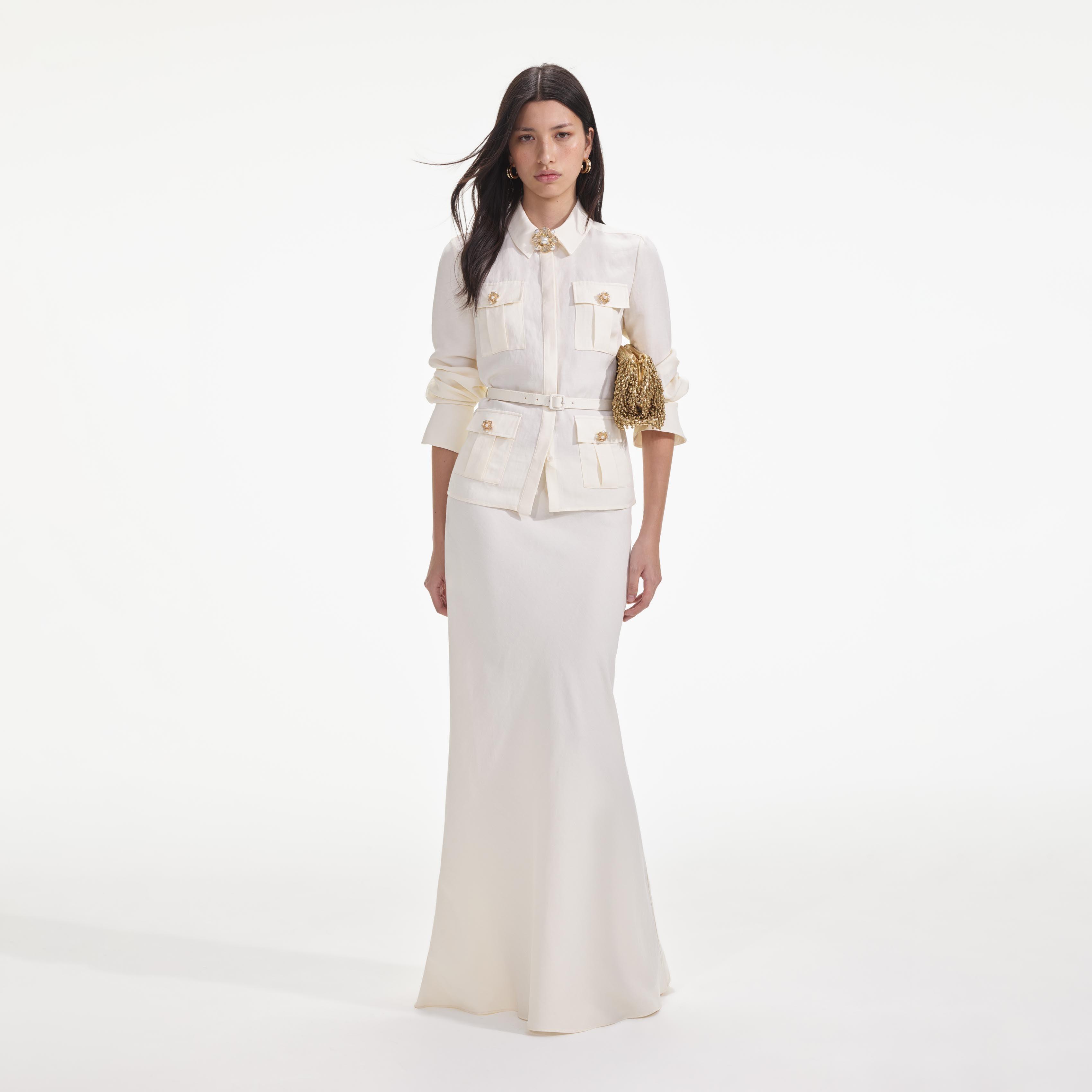 Cream Linen Maxi Dress Product Image