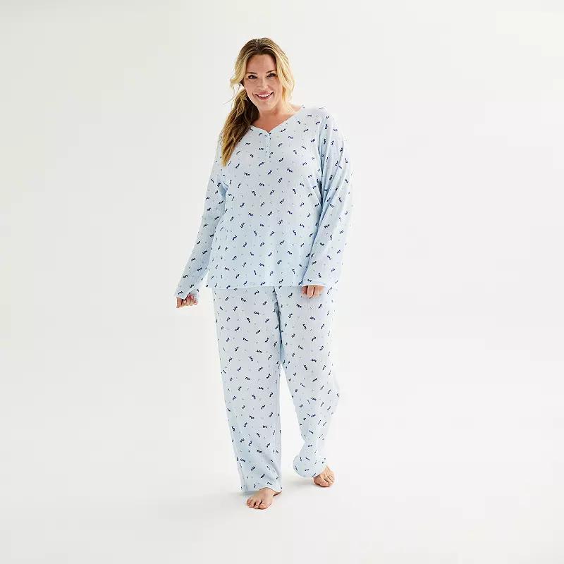 Plus Size Croft & Barrow Long Sleeve Pajama Top & Pajama Pants Set, Womens Product Image