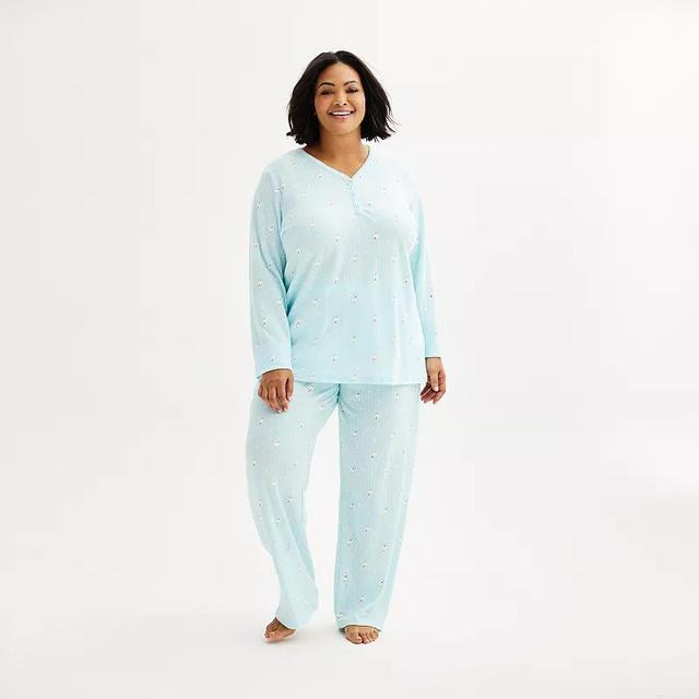 Plus Size Croft & Barrow Long Sleeve Pajama Top & Pajama Pants Set, Womens Product Image