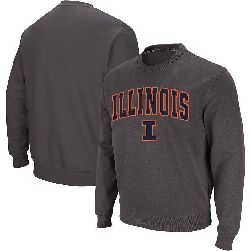 Mens Colosseum Charcoal Illinois Fighting Illini Arch and Logo Crew Neck Sweatshirt Product Image