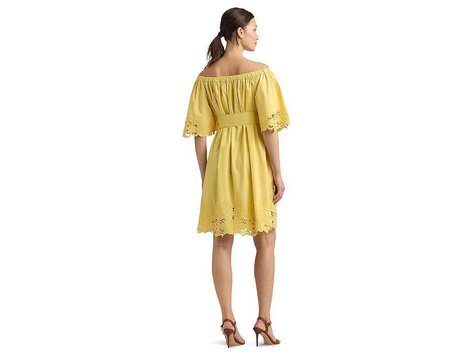 Lauren Ralph Lauren Eyelet Cotton Off-the-Shoulder Dress (Primrose ) Women's Dress Product Image