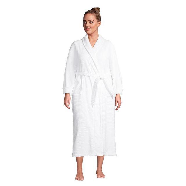 Plus Size Lands End Cotton Terry Long Spa Bath Robe, Womens Dark Blue Product Image