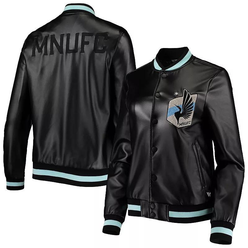 Womens The Wild Collective Black Minnesota United FC Full-Snap Bomber Jacket Product Image