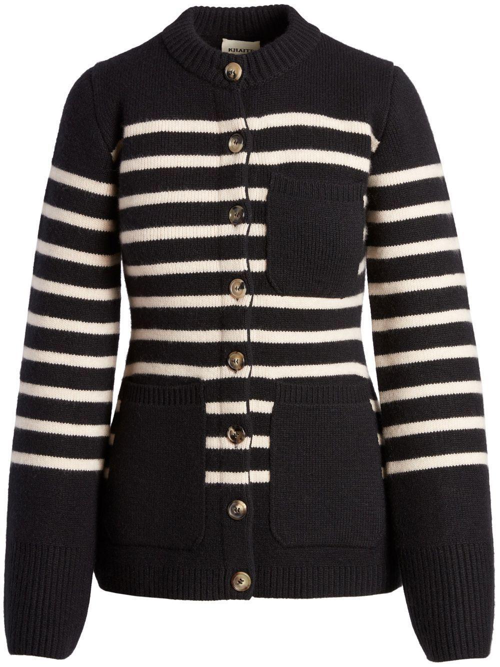 The Suzette Striped Cardigan In Black product image