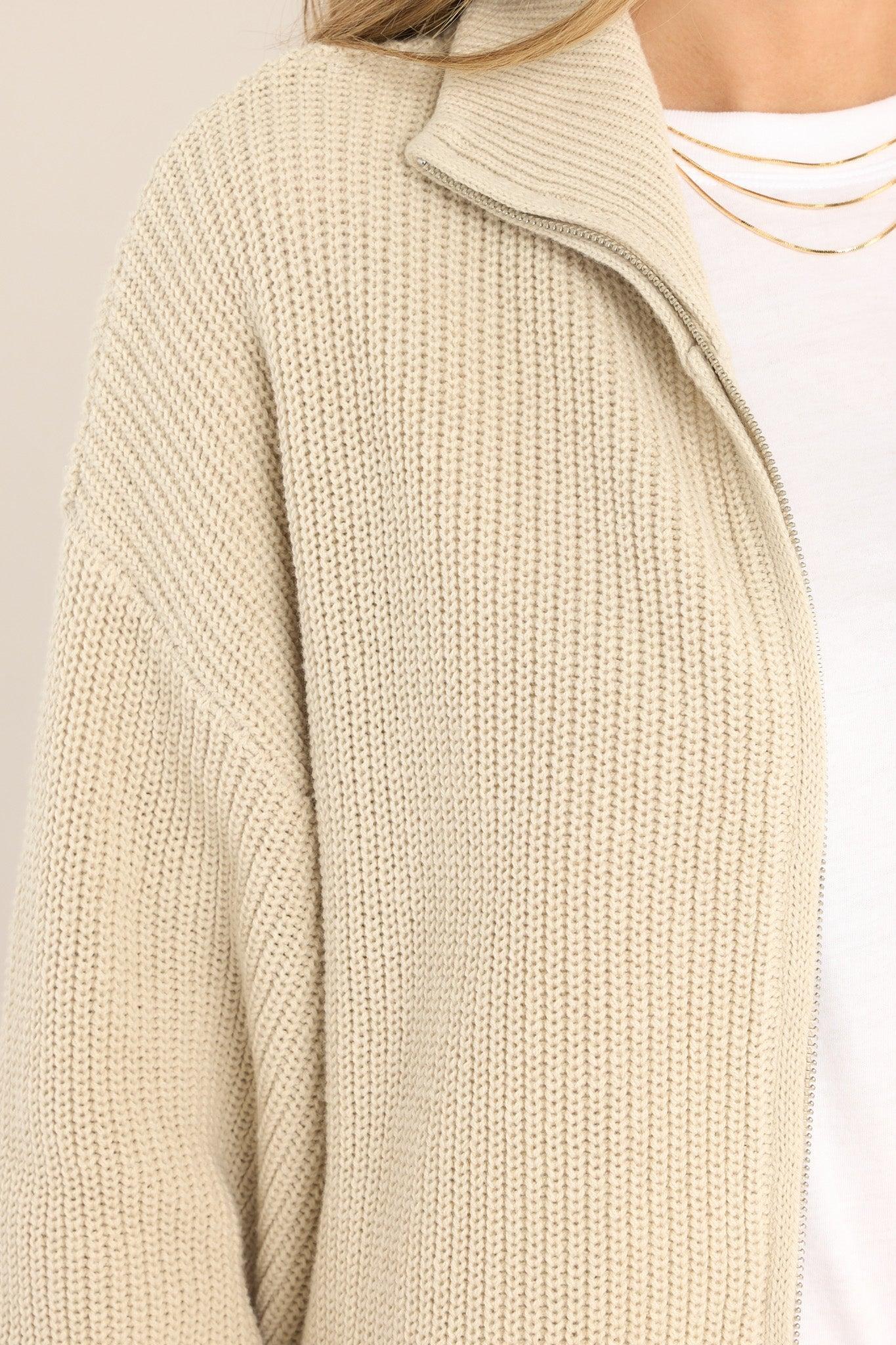 Your Serenity Beige Oversized Knit Jacket Product Image