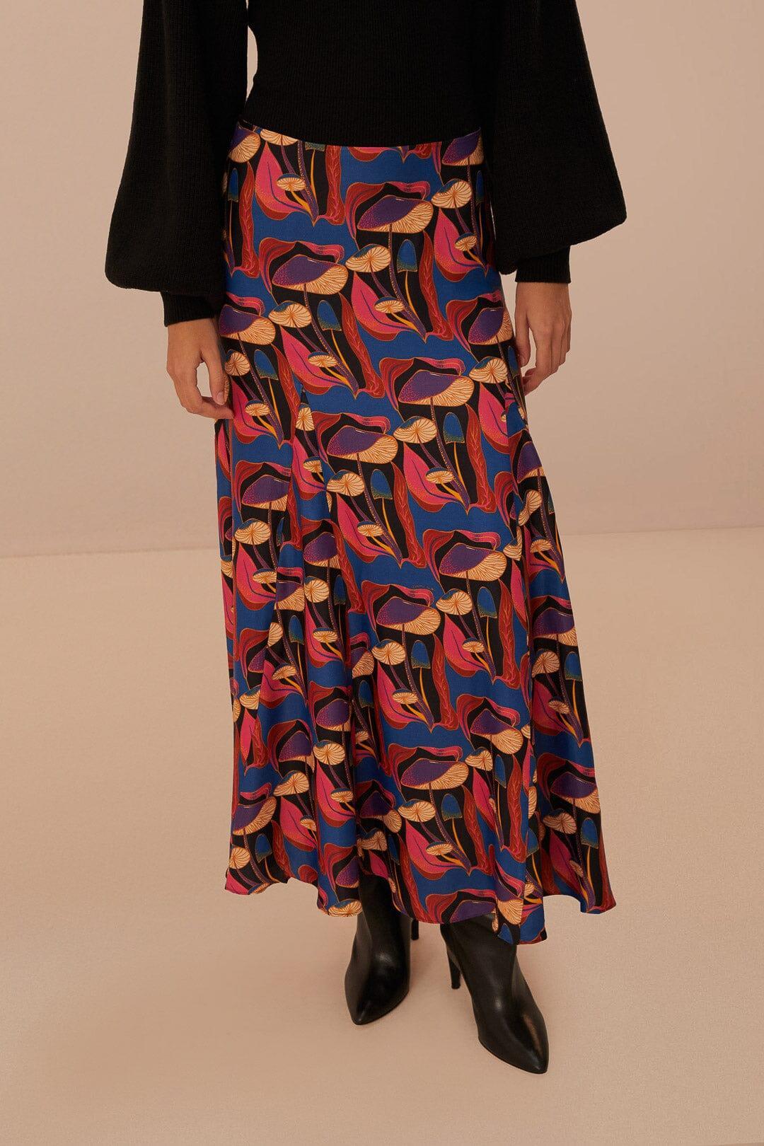 Wild Mushrooms Black Maxi Skirt Product Image