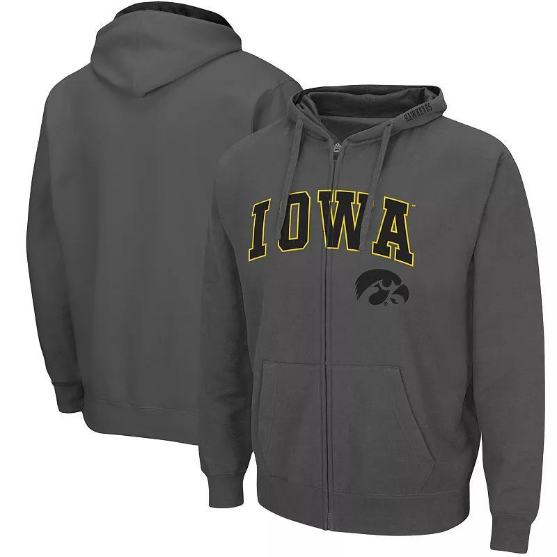 Mens Colosseum Charcoal NDSU Bison Arch & Logo 3.0 Full-Zip Hoodie Product Image