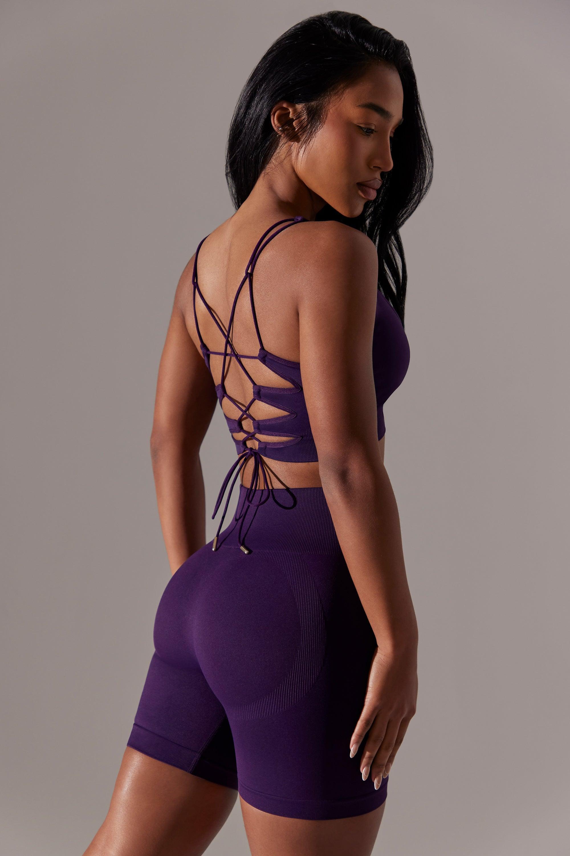 High Waist Super Sculpt Biker Shorts in Purple Female Product Image