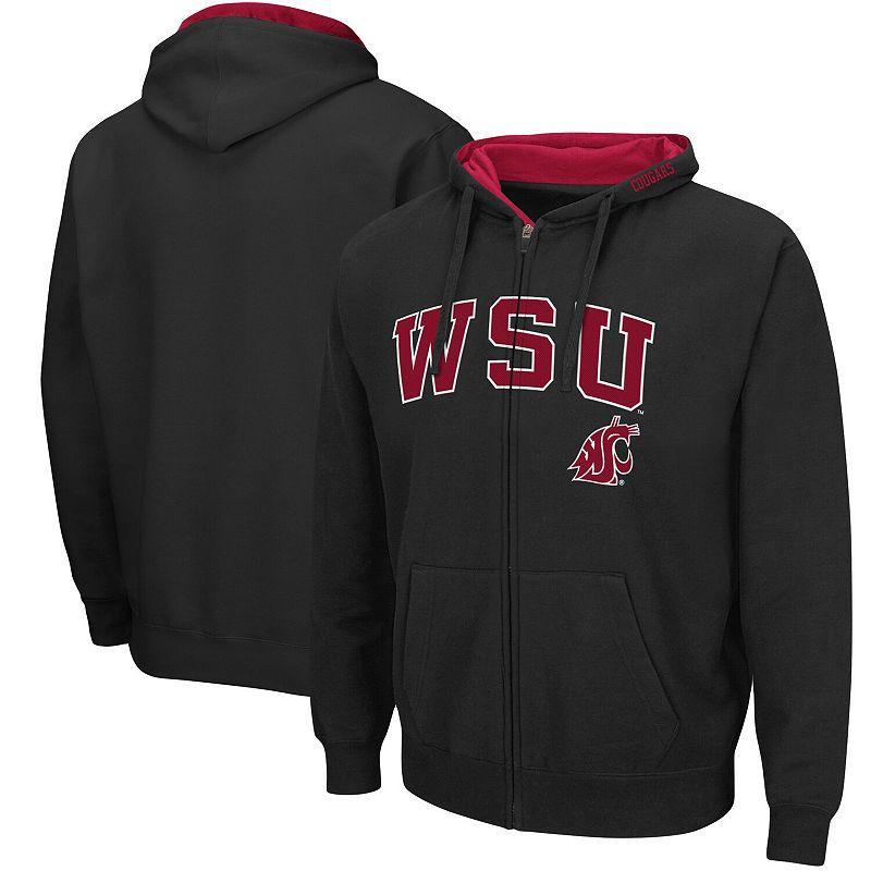 Mens Colosseum Black Washington State Cougars Arch & Logo 3.0 Full-Zip Hoodie Product Image