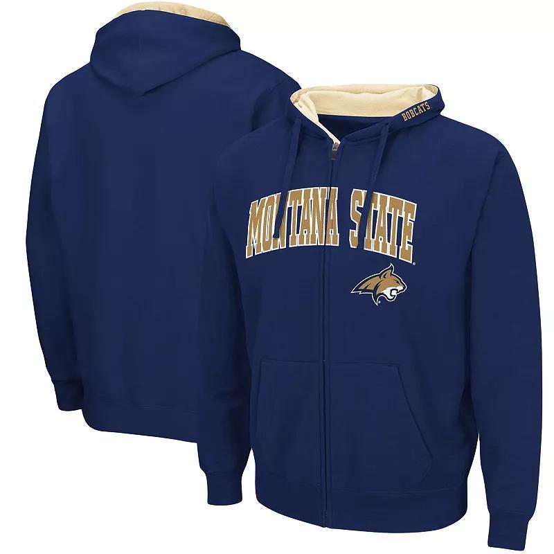 Mens Colosseum Navy Montana State Bobcats Arch & Logo 3.0 Full-Zip Hoodie Mts Blue Product Image