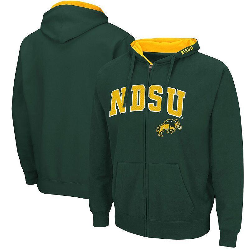 Mens Colosseum Green NDSU Bison Arch & Logo 3.0 Full-Zip Hoodie Product Image