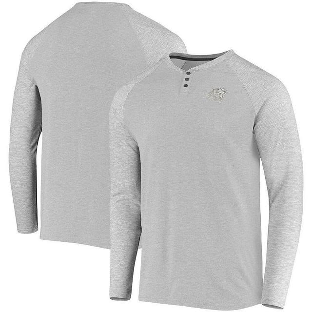 Mens 5th & Ocean by New Era Gray Carolina Panthers Henley Stretch Raglan Tri-Blend Long Sleeve T-Shirt Product Image